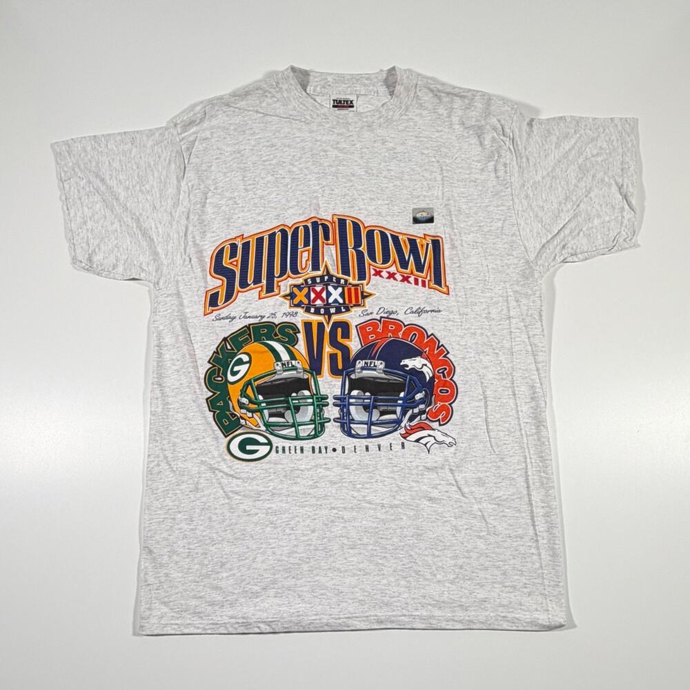 Vintage 1998 Super Bowl XXXII Shirt XL Tultex Packers Broncos Deadstock